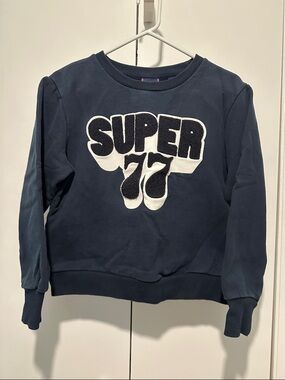 Superdry Navy Crewneck Sweatshirt with 'SUPER 77' Applique